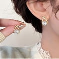 thumbnail image 2 of Lymphatic Hoop Earrings for Women Silver Zircon Rhinestone Huggie Dainty Fashion Jewelry 2 pack, 2 of 4