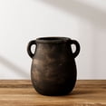 thumbnail image 6 of Ceramic Vase with Handles for Flowers – Rustic Farmhouse Double Ear Pot Design, Black White Brown, Vintage Sabi Style Home and Kitchen Decor, 6 of 6