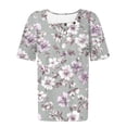 thumbnail image 5 of Lorytime Over Sized T Shirt Women Short Sleeve Shirts Crew Neck Summer Tee Hawaii Ruffle Loose Casual Clothes Gray XL, 5 of 5