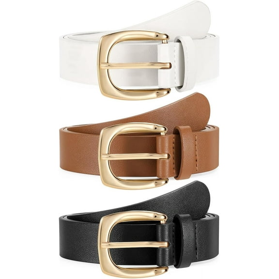 3 Pack Women'S Fashion Belts For Jeans Pants Ladies Casual Leather Waist Belts With Alloy Buckle[Z3630]