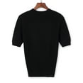 thumbnail image 5 of Womens Crewneck Short Sleeve Sweaters Tops Ribbed Pullover Sweater Blouse Soft Slim Fit Knit Sweater, 5 of 6