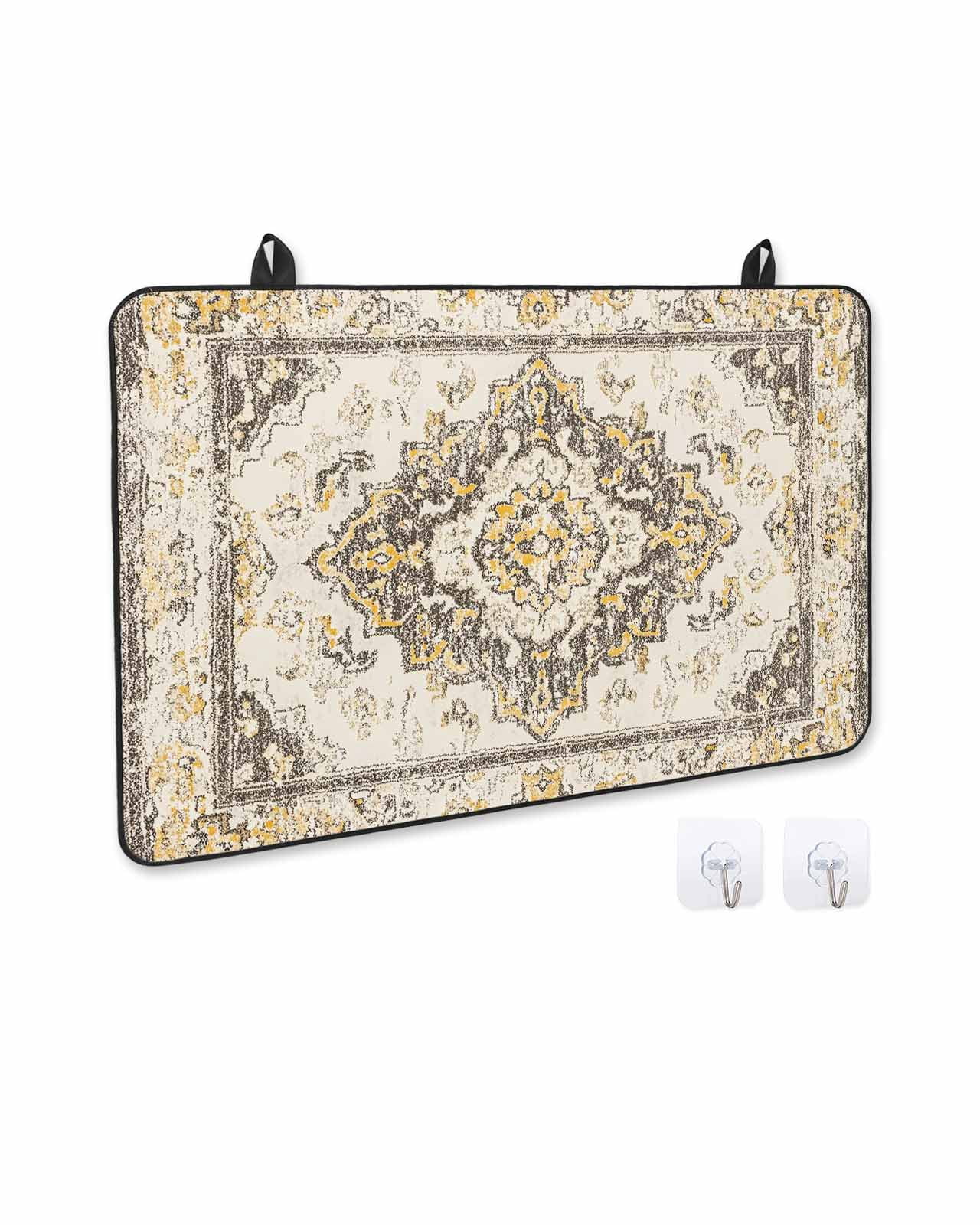 nqOlkjepod Large Induction Cooktop Protector Mat 24"x21", Beige Vintage Boho Stove Top Covers for Electric Stove, Ethnic Tribal Geometric Abstract Stove Burner Cover Mats, Glass Top Stove Cover