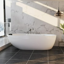 67-in L x 31.5-in W White Acrylic Center Drain Freestanding Whirlpool Tub with Faucet - Handshower - Headrest - 7 Water Jets