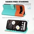 thumbnail image 2 of Cute Cartoon Wallet Phone Case for Google Pixel 7a with Card Holder Soft PU Leather Kickstand Cover for Men and Women Magnetic Shockproof Protective with Lanyard for Google Pixel 7a, Skyblue, 2 of 9