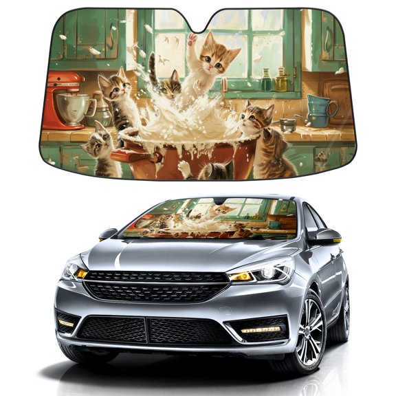 Car Windshield Sun Shade For Front Window Cat Foldable Vehicle Windshield Car Sun Visor Covers Automotive Window Protector Car Camping Privacy Sun Blocker