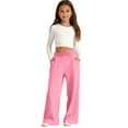thumbnail image 3 of YunPes Girls Oversized Wide Leg Sweatpants with Thick Fleece Lined Kids Elastic Waist Straight Leg Track Pants Casual Plain Trousers, 3 of 6