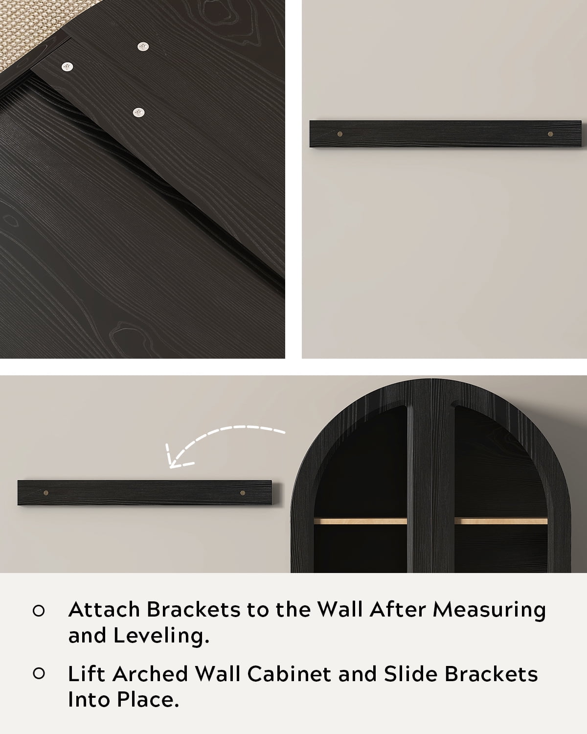 Joyyskill Arched Bathroom Wall Cabinet Modern Wooden Medicine Cabinet with Acrylic Doors Farmhouse Wall Mounted Cupboard Storage Cabinet, Black Oak