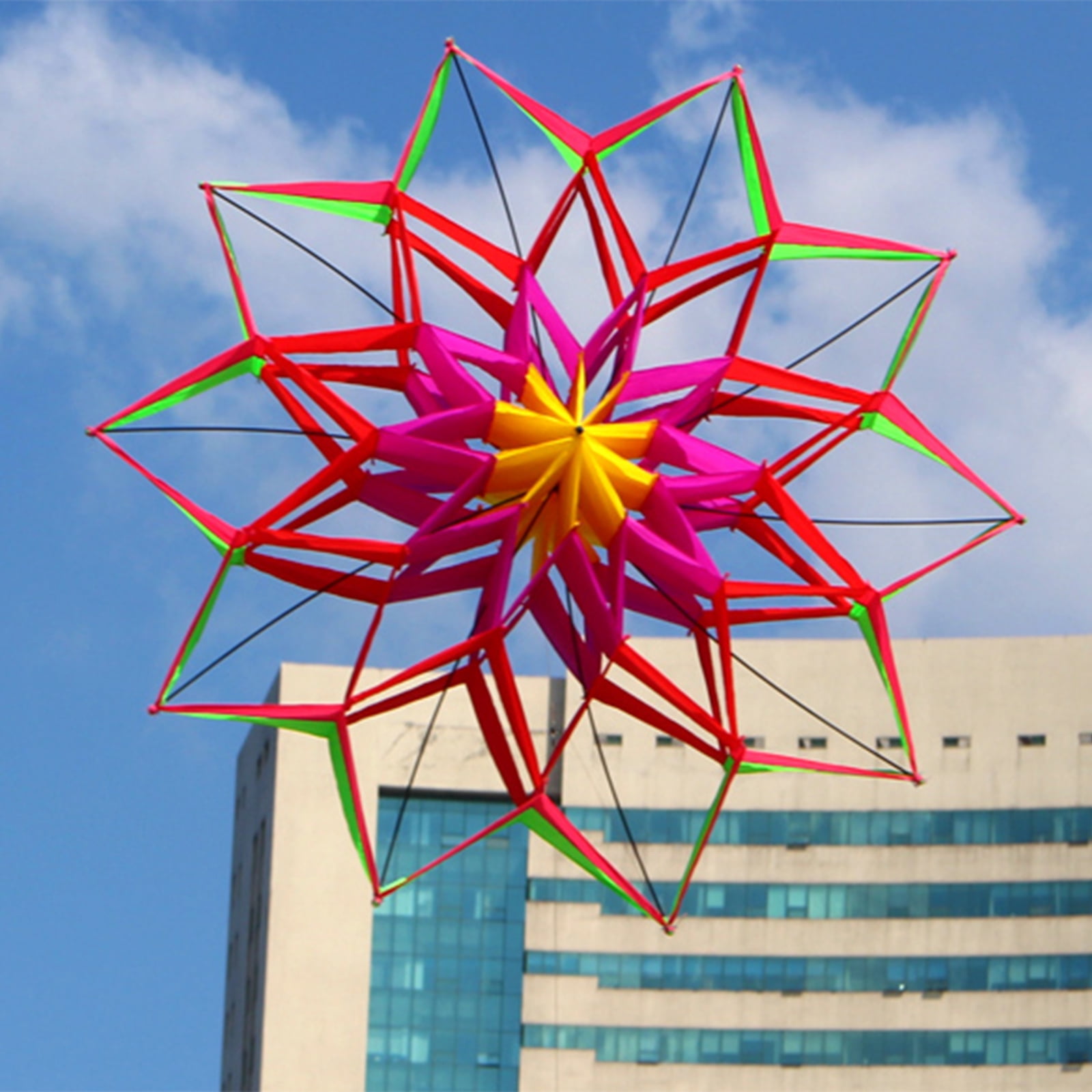 High Flying 3D Lotuses Kites Checkered Polyester Light in Weight Design For Boys Family Outdoor Fun