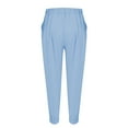 thumbnail image 5 of Elastic Waist Casual Trousers with Pockets, Cotton and Linen Blend, Blue 2XL, Size S-5XL, 5 of 9