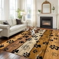 thumbnail image 3 of Area Rug for Living Room, Yellow Brown Non-Slip Indoor Large Carpet for Bedroom/Dining Room, Farmhouse Dog Paw Vintage Washable Low-Profile Rectangle Floor Runner Rugs - 5 x 7 Ft, 3 of 7