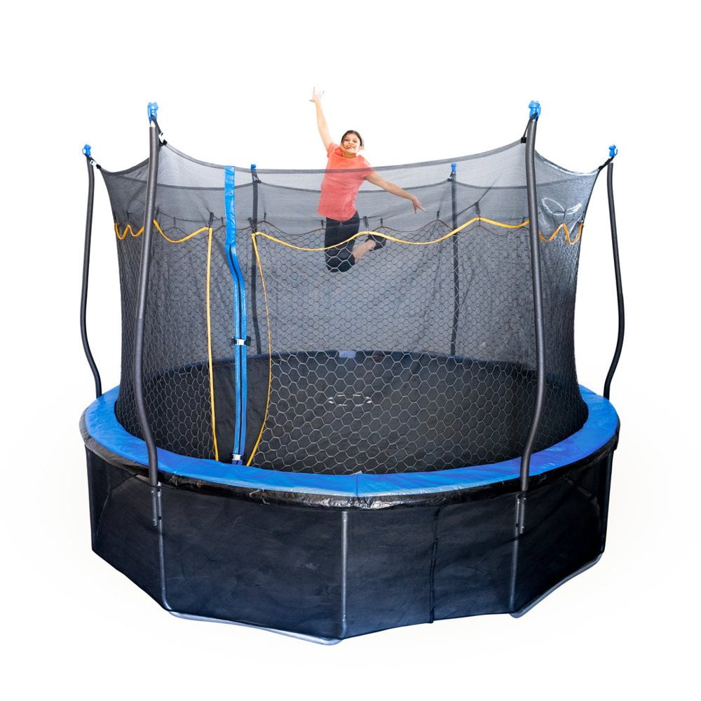 Kinertial 14ft Trampoline with Dual Enclosure Net, Heavy Duty Jumping Mat and Foam Padded Springs, ASTM Approved, Ground Trampoline - Walmart.com