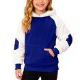 thumbnail image 2 of Boys Girls Christmas Hoodie Fall Winter Long Sleeve Color Block Fuzzy Hooded Sweatshirt Pullover Tops with Pockets 2-15 Years, 2 of 8