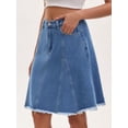 thumbnail image 2 of DARING DIVA Women's Denim A Line Flared Raw Hem Jean Skirts XX-Large Blue, 2 of 7