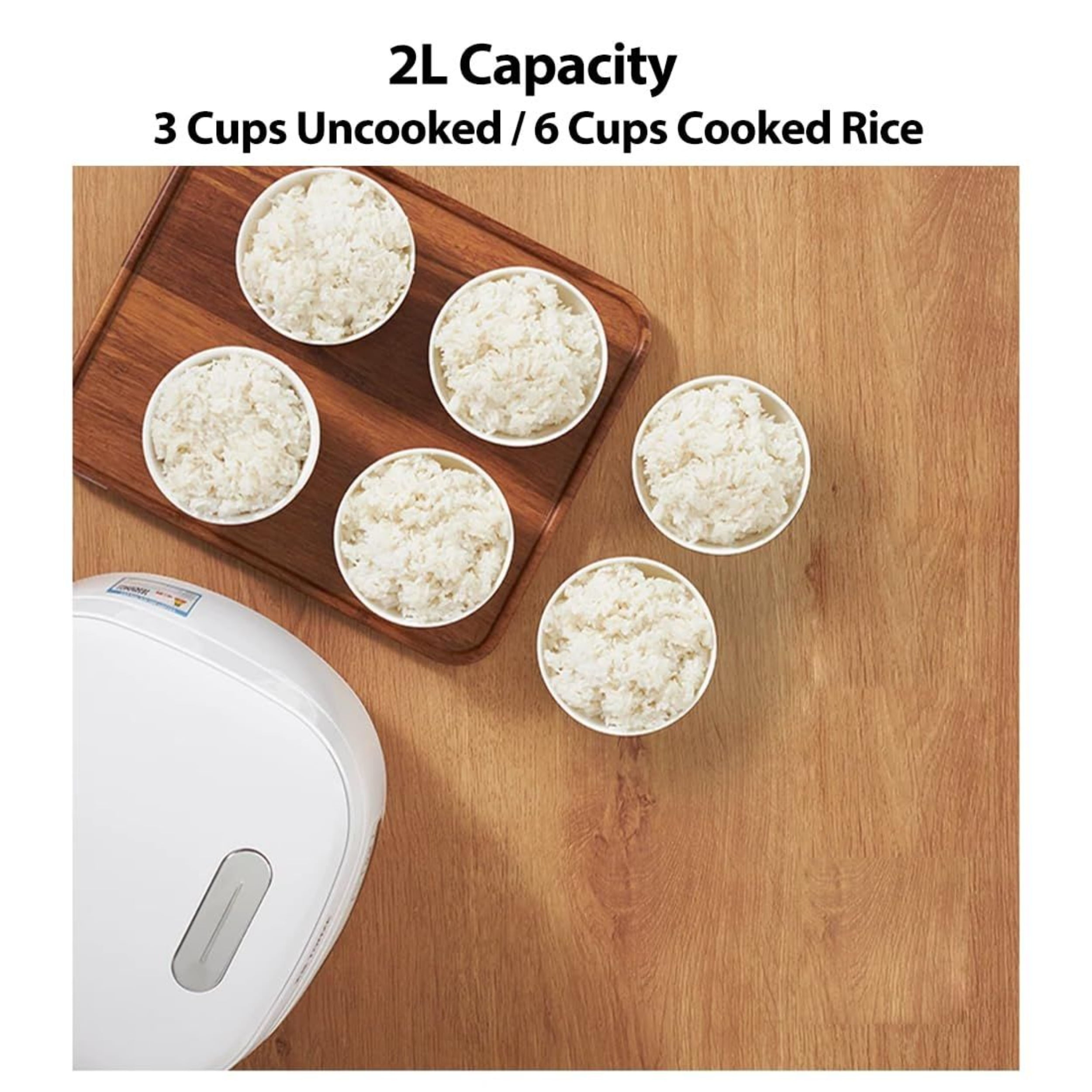 2L White Rice Cooker, with A Capacity of 4 Cups for Raw Rice, A Sturdy and Smooth Inner Pot, 24-hour Delay Start Function, Easy To Clean, Suitable for Home Kitchens and Restaurants.