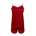thumbnail image 4 of Conjunto de pijama sexy de encaje liso para mujer, con camisola y pantalones cortos, 2 piezas, tirantes ajustables, 4 of 5