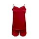 thumbnail image 4 of Conjunto de pijama sexy de encaje liso para mujer, con camisola y pantalones cortos, 2 piezas, tirantes ajustables, 4 of 5