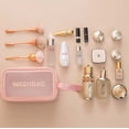 thumbnail image 3 of Clear Travel Toiletry Bag With Handle Strap, Njjex 1 Pack Travel Makeup Cosmetic Bag for Women Men, Carry on Airport Airline Compliant Bag -Pink, 3 of 4