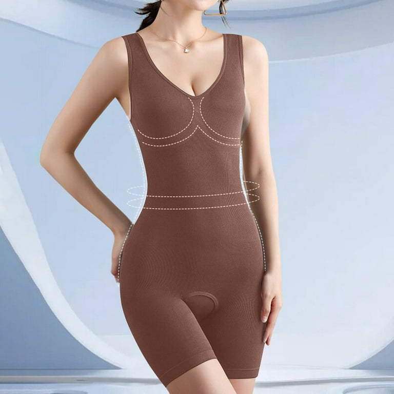 YWDJ Body Suit Shapewear for Women Tummy Control Abdomen Closing Open Shift  Underwear One-Piece Body Shaping Coffee XXXL 