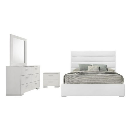 Felicity 4-piece Queen Bedroom Set White High Gloss