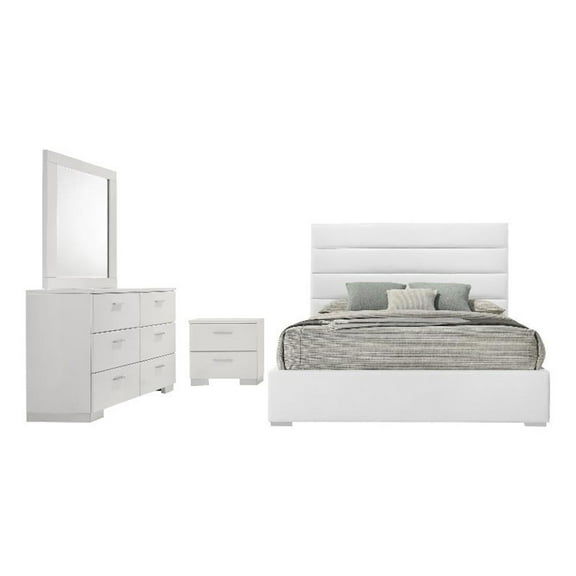 Felicity 4-piece California King Bedroom Set White High Gloss