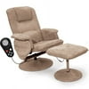 Relaxzen Tan Microsuede Reclining Massage Chair & Ottoman, 8 Motors