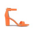 thumbnail image 4 of BLISSFUL STEP Women's Shoes Ankle Strap Block Heel Buckle Open Toe Sandals Fluorescent Orange 8.5, 4 of 8
