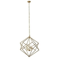 DecMode Modern Metal Gold Geometric Chandelier with Link Style Chain, 25"W x 30"H