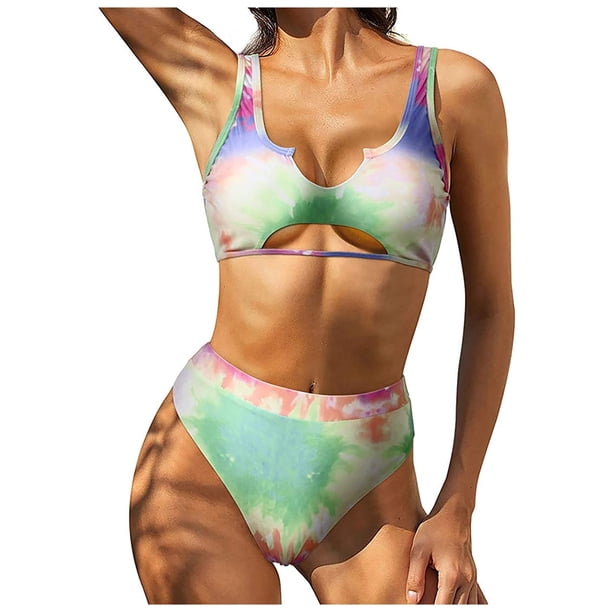 Bikini cómodo para mujer, traje de baño de dos piezas con estampado calado, conjunto de ropa de playa OAVQHLG3B Store lin121212