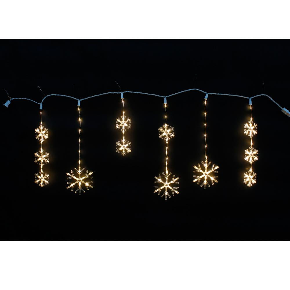 Details about   150 LED Home Accents Holiday Snowflake Lights ICICLE 3’ 4” Warm White Hanging 