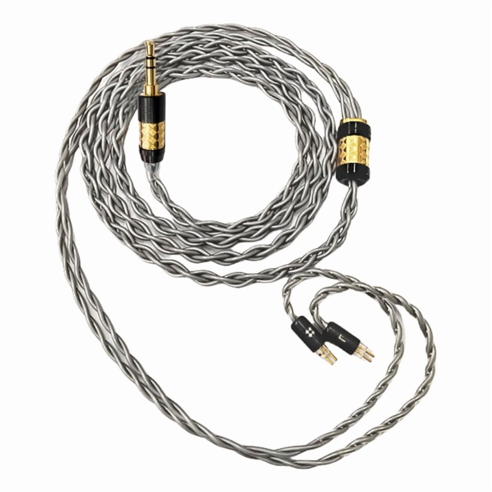 8 Core Upgrade Earphone Cable 0.78mm 2 Pin TRS Silver Plated Copper for Enhanced Audio Quality and Durability