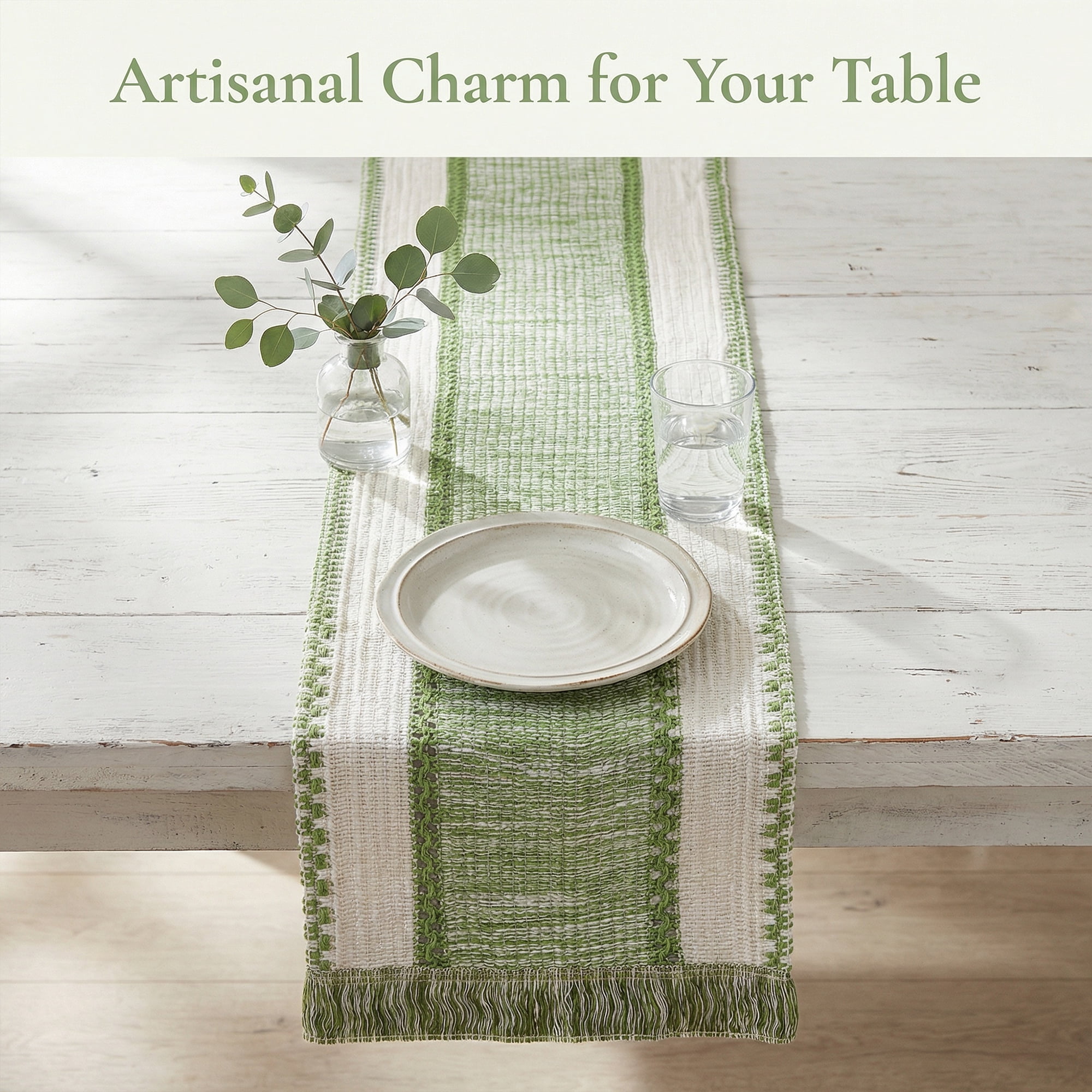 Unique Bargains Birthday Decorations Long Kitchen Runner with Tassel Green 11.8x63in