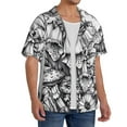 thumbnail image 2 of Pofeuu Monochrome Botanical Illustration Print Mens Casual Short Sleeve Shirts Beach Summer Spread Collar Pocket Tops Men's Casual Short-sleeved Shirt-Small, 2 of 5