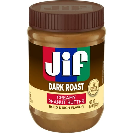 Jif Dark Roast Creamy Peanut Butter, 15 oz Jar