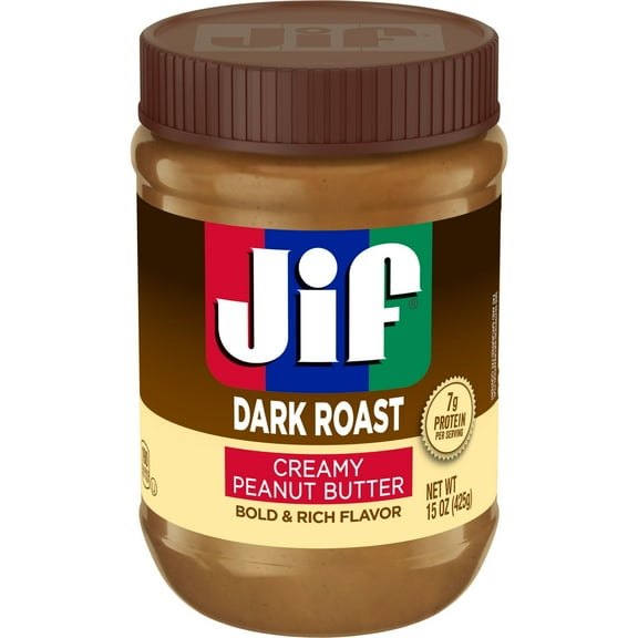 Jif Dark Roast Creamy Peanut Butter, 15 oz Jar