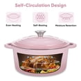 thumbnail image 4 of Hawsaiy 6 QT Enameled Cast Iron Dutch Oven with Lid, Pink, Includes 2 Oven Mitts, Nonstick Cookware for Baking, Roasting, Braising, Pink, 4 of 10