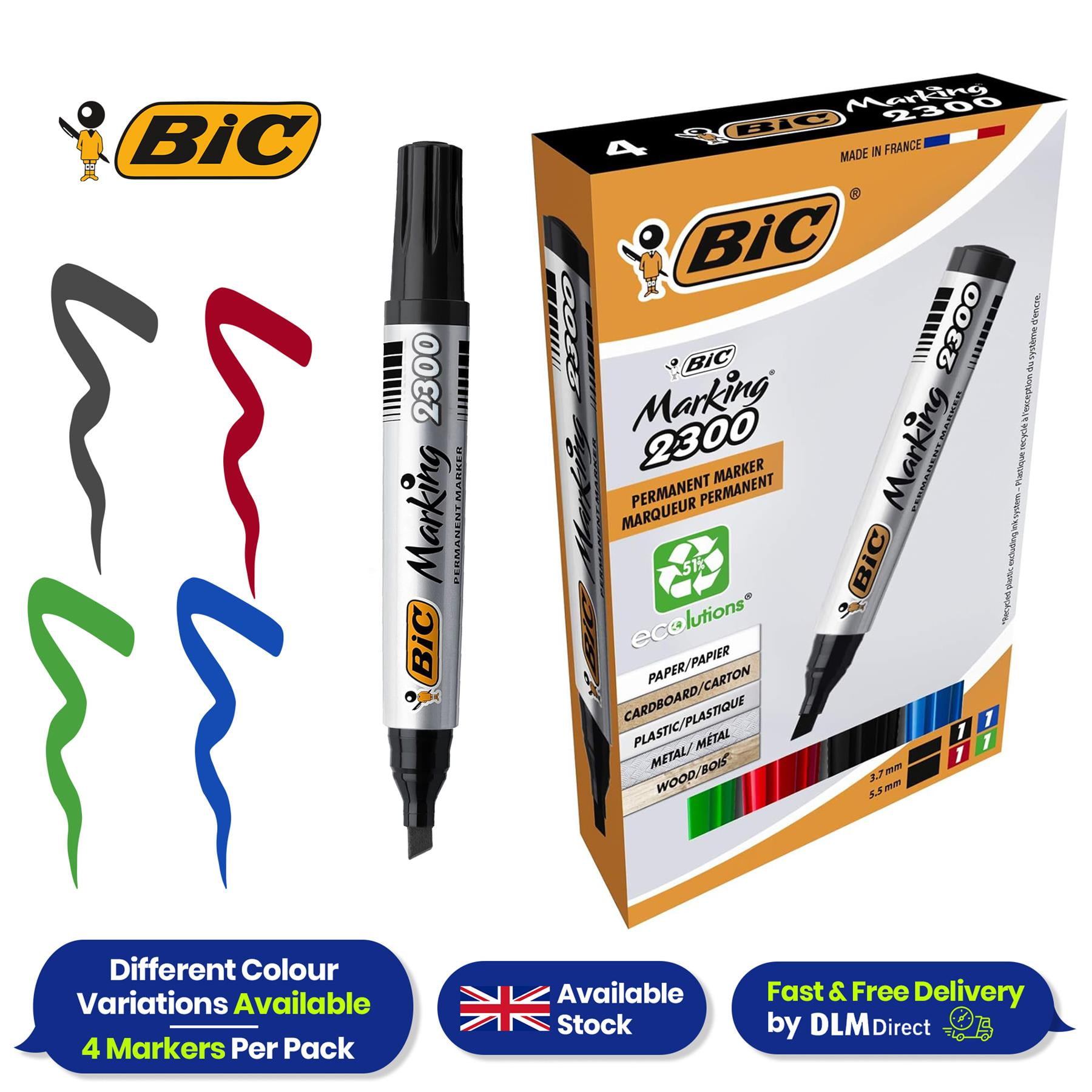 BIC Fine Point Retractable Permanent Marker, Black, Dozen, Dry Out