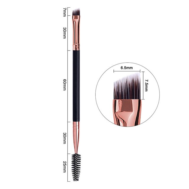 Brocha de doble cabezal para maquillaje de cejas, doble cara, mezcla de ojos, ángulo plano, peine, herramienta de doble punta, 1 ud.