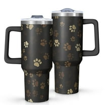 OBREWU Paw Print Tumbler with Handle and Lid,Paw Print 40oz Double Wall Vacuum Insulated Tumbler,Cups Gift for Women and Men