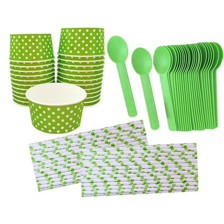 Lime Polka Dot 6 Ounce Ice Cream Kit for 24 - Walmart.com