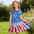 thumbnail image 5 of Amidoa Girl Dresses Short Sleeve Swing A-Line 4th of July Dress Casual Summer Sundress for Kids Multicolor Size 13, 5 of 9