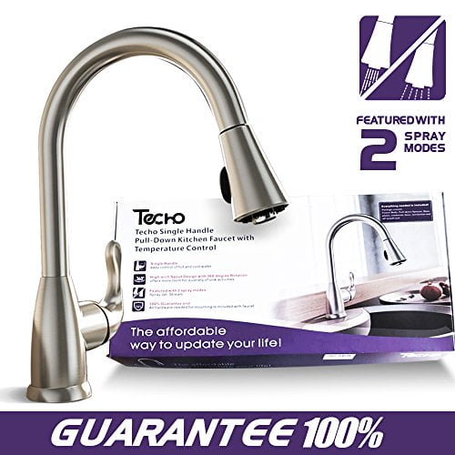 Techo Modern Stainless Steel Kitchen Faucets Single Handle With Pull Down Sprayer Walmart Com Walmart Com