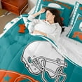 thumbnail image 4 of Castle Fairy Sport Rugby Football Twin Bedding Sets 7-Piece for Female Men Adults,Ball Gamer Bedding Comforter Set Microfiber,Teal Orange Breathable Sheet Sets,Ultra Soft Home Decor,Reversible, 4 of 8