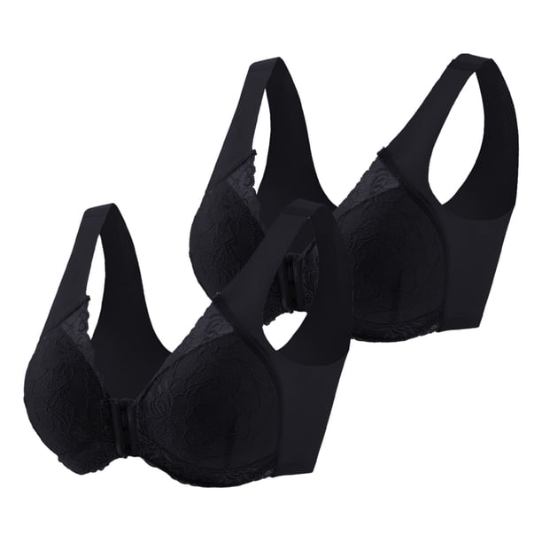 2 piezas de sujetador de yoga sin aros con hebilla frontal y encaje para mujer: informal, sexy, sin costuras y ajustable
