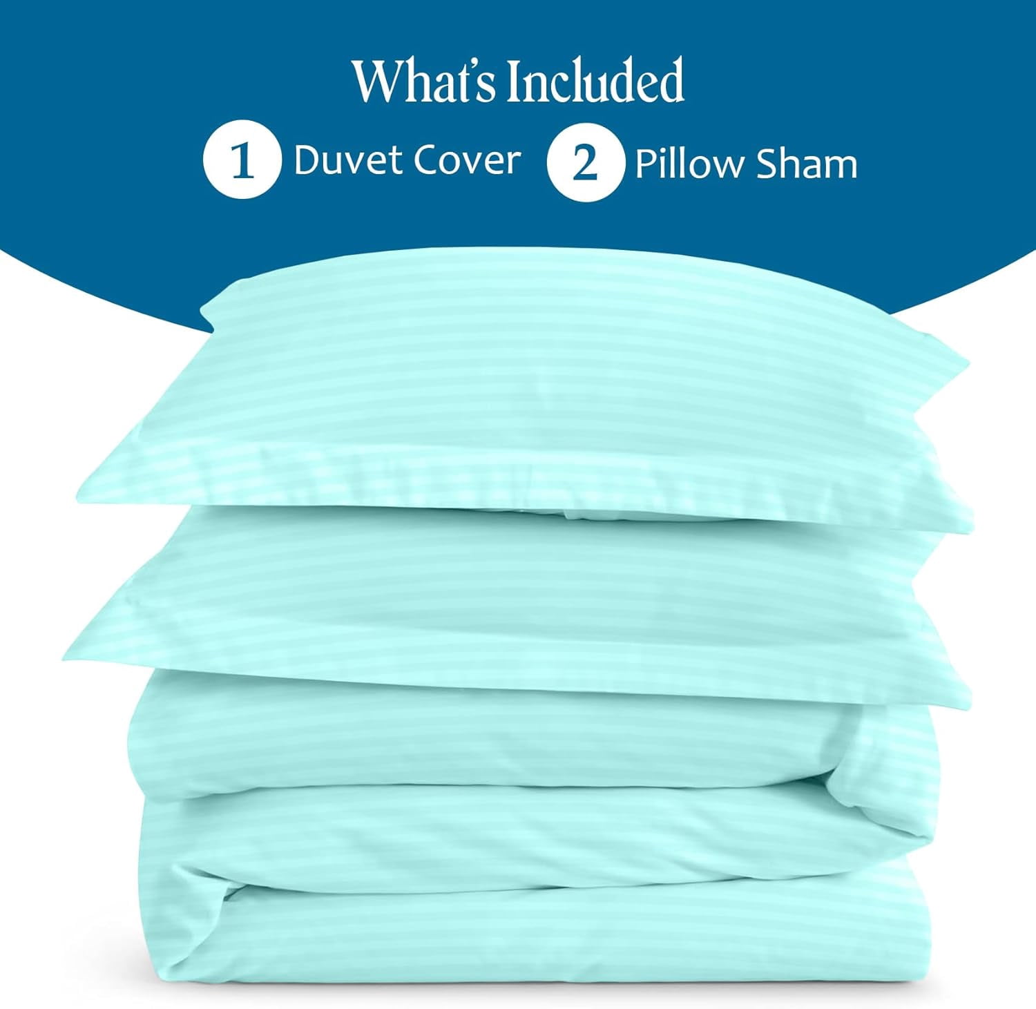 500 TC 100% Egyptian Cotton Premium Duvet set Zipper Closur Ultra Soft Durable and Fade Resistant Color Aqua Blue Stripe size Twin/Twin XL