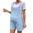 thumbnail image 3 of Frostluinai Women's Maternity Overalls Shorts Pregnancy Casual Sleeveless Jumpsuits Romper with Pocket Basic Solid Linen Jumper Shorts, 3 of 9