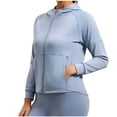thumbnail image 2 of ITSAME Womens Zip-Up Hoodie Coat Slim Fit Long Sleeve Athletic Lightweight Yoga Running Gym Workout Jacket Blue Size S, 2 of 9