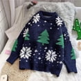 thumbnail image 4 of Suéter de cuello redondo estilo navideño otoño Y2K para mujer, suéter de punto para parejas, Nochebuena, Costa Oeste, 4 of 4