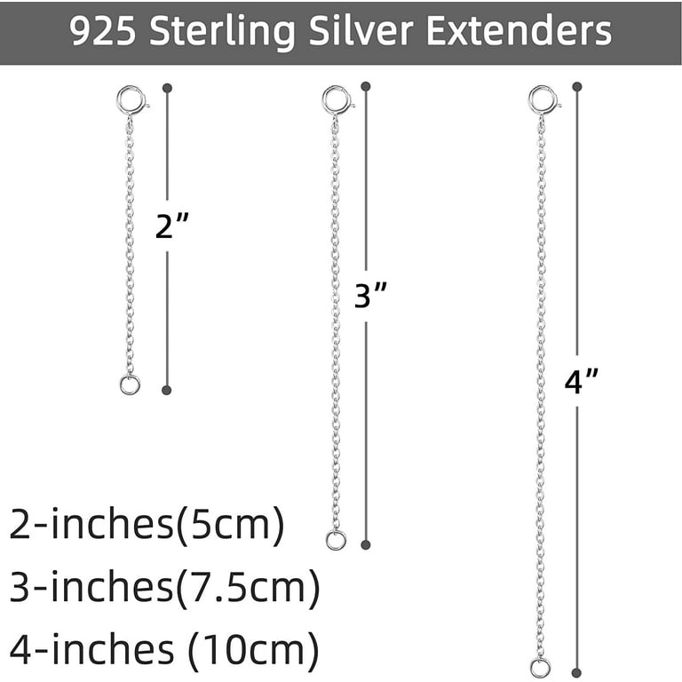925 Sterling Silver Necklace Extender Necklace Chain Extenders for Women 