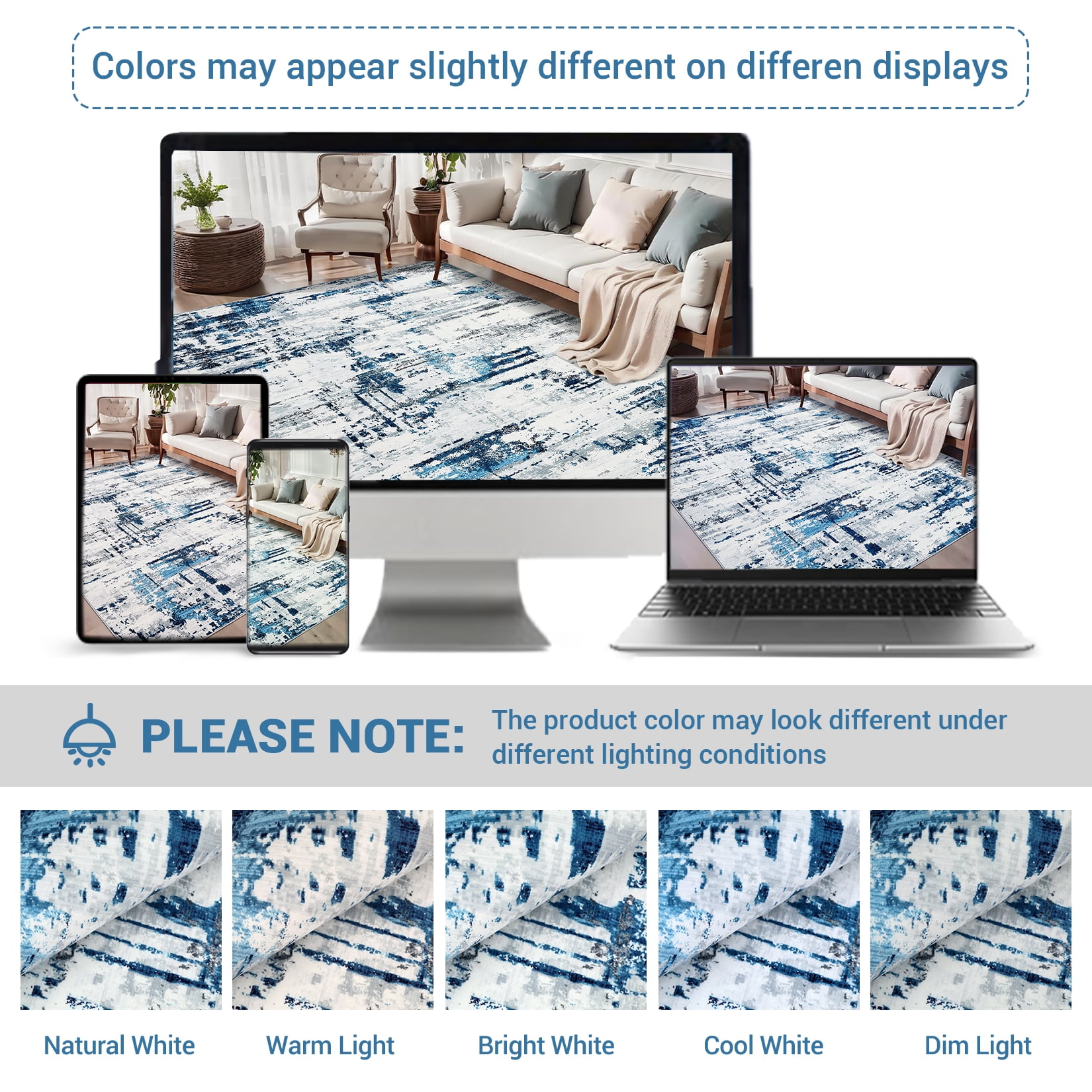 HOMERRY Area Rug 5' x 7' Modern Abstract Rug for Living Room Washable Soft Indoor Floor Carpet, Blue