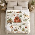 thumbnail image 5 of Farm Animals with Barn and Christmas Greenery, Rustic Holiday Style for Farm Lovers and Christmas Gift, Cozy Flannel Blanket for Living Room and Bedroom, Home Decor, 5 of 9